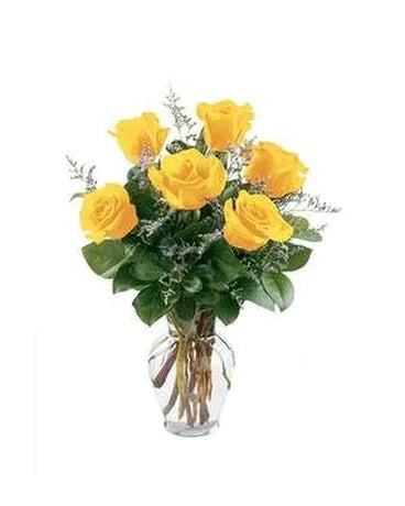 6 YELLOW ROSES