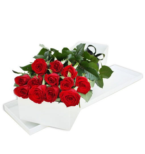 12 RED ROSES - BOXED - ONE DOZEN ROSES
