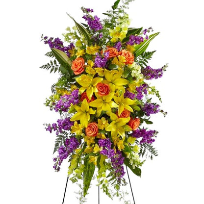 Thoughtful Prayers Standing Spray Sympathy Flowers Deluxe
