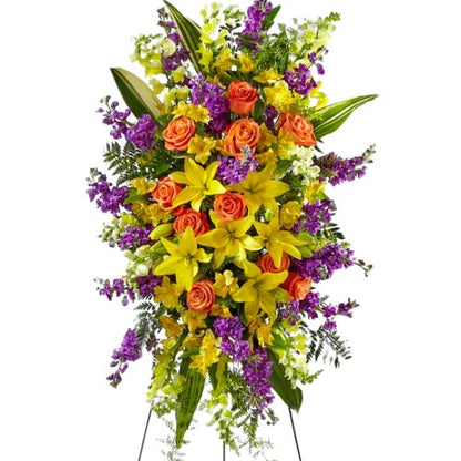 Thoughtful Prayers Standing Spray Sympathy Flowers Premium